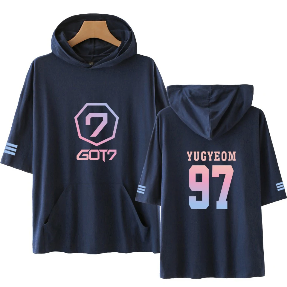 GOT7 YUGYEOM 97 футболка с капюшоном мужская крутая рубашка Kpop летняя/осенняя одежда в