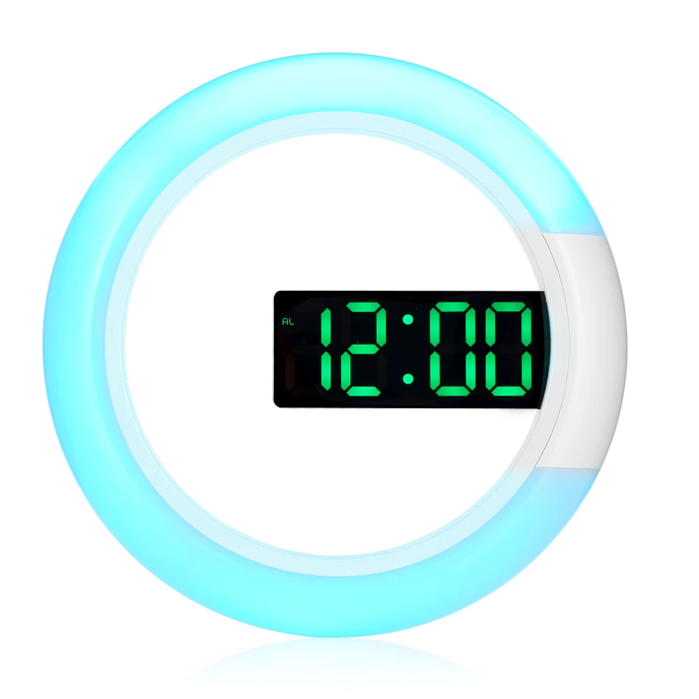 Ts-s24 светодиодный цифровой будильник дистанционное управление температура функция повтора будильника зеркало дизайн настенный будильник - Цвет: Green