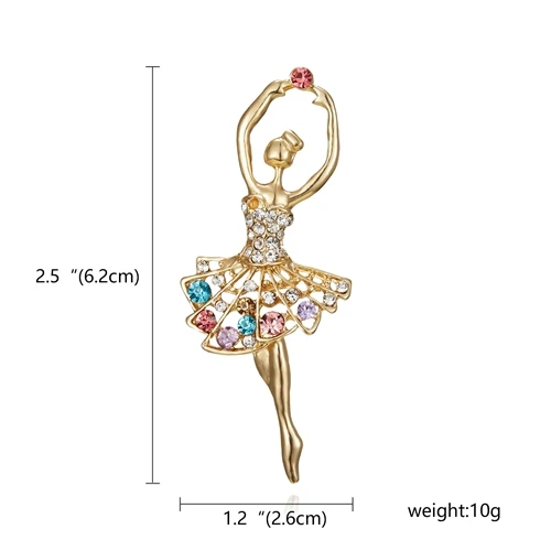 RINHOO Gymnastics Girl Flower Dancer Crystal Brooches for Women Cute Pin Bijouterie High Quality Corsage Fashion Wedding Jewelry ballet Girl