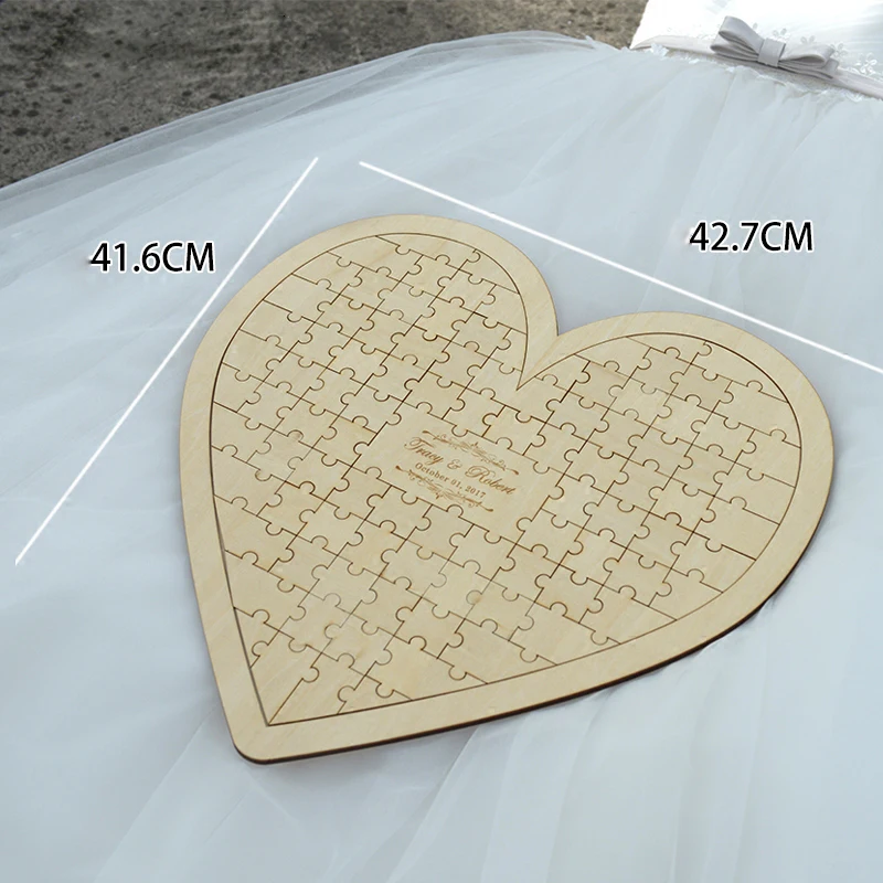 Customs Personalised Puzzle Heart Shaped wedding guestbook alternative hanging heart Puzzle Wedding guest book hearts (2)