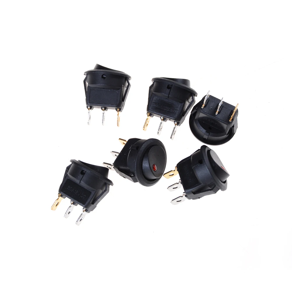 

16A 12V Waterproof Spst Switch LED Dot Light Car Boat Round Rocker ON/OFF SPST Switch