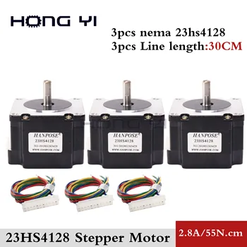

3pcs NEMA23 Stepper Motor 23HS4128 0.55N.m 2.8A 41mm Stepper Motor 1.8 Degree 57 series motor For 3D Printer Monitor Equipment