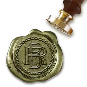 

Custom Wax Seal with Intertwined Initials Monogram -1" round die-Sappho Font Outline