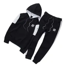 Новая мода Демисезонный спортивные костюм Для мужчин комплект толстовка с капюшоном+ штаны Спортивная одежда Комплект из двух предметов Для мужчин s костюмы