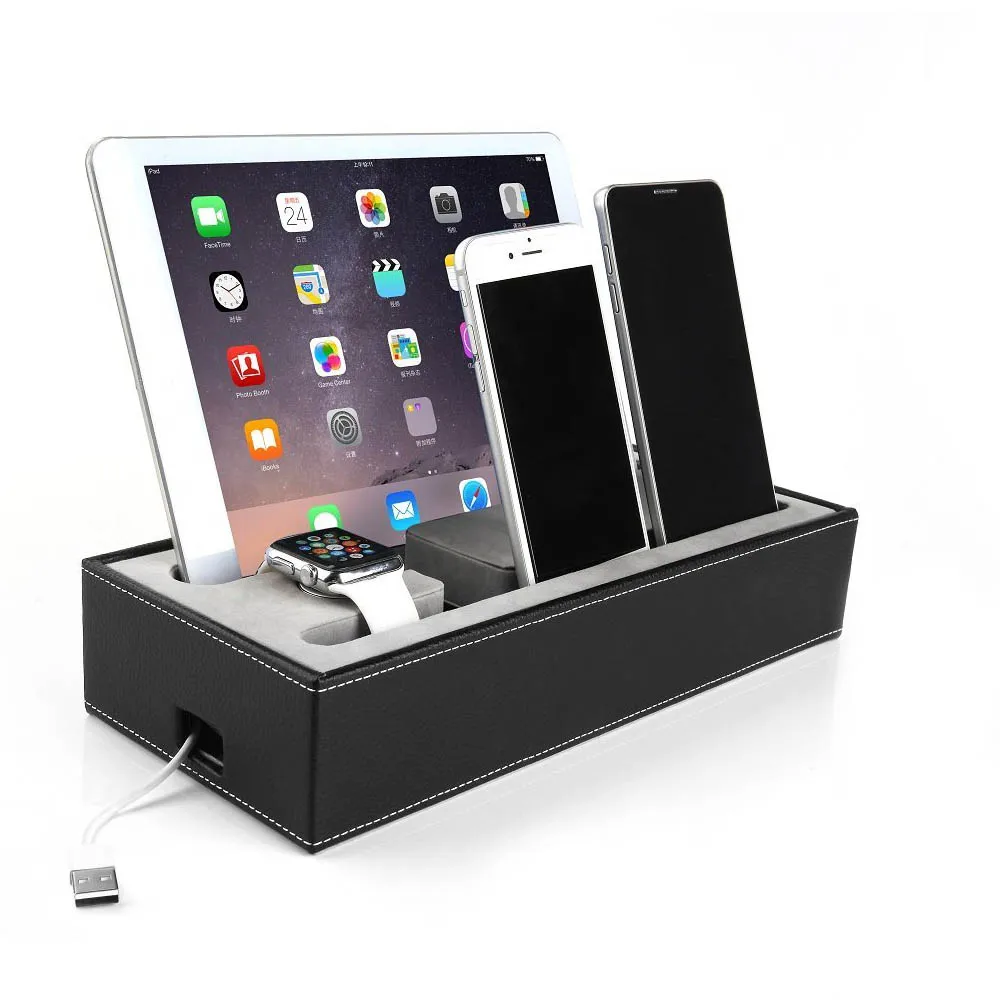 Luxury Leather Universal Charging Desk Mobile Phone Stand Holder Smartphone Tablet Stand For iPad For iPhone