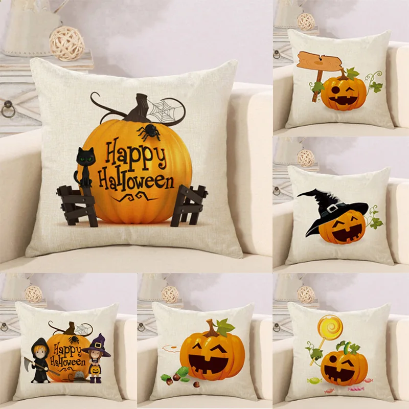 LDAJMW2018 New Halloween Pumpkin Pillowcase Digital Printing Linen Cotton Sleeping Lunch Break Room45X45cm | Дом и сад