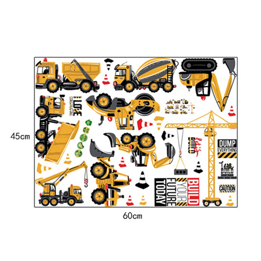 Мультфильм Транспорт автомобили грузовик-экскаватор DIY настенные наклейки для детских комнат домашний Декор украшение для комнаты мальчиков виниловый художественный плакат