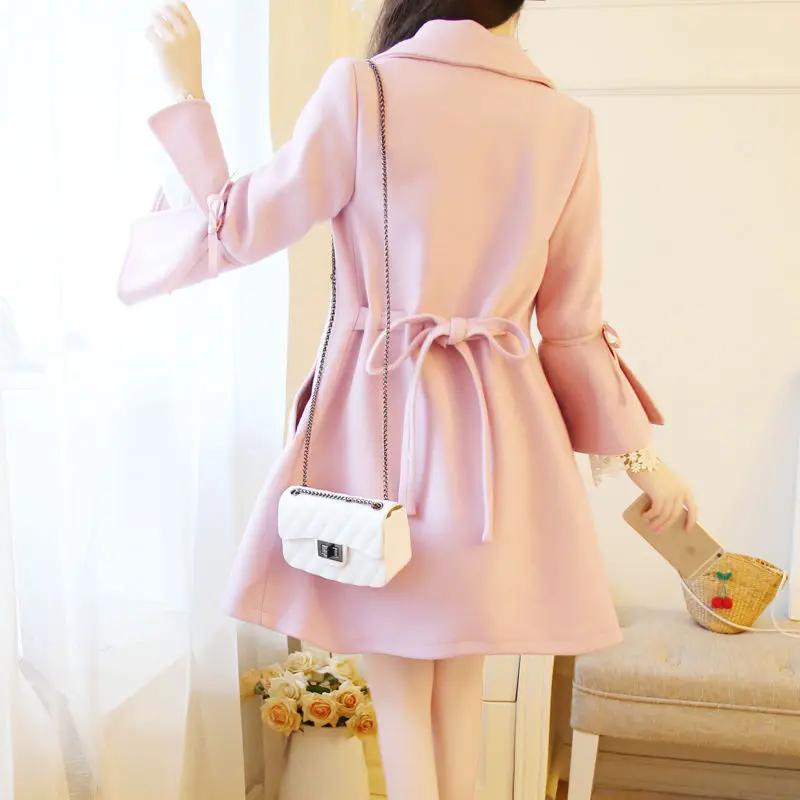 Beste 2019 nieuwe wollen jas vrouwelijke lange sectie herfst lente jas vrouwelijke wollen jas vrouwen wollen top A352