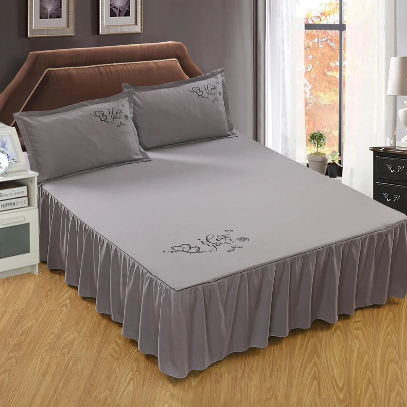 

Solid Color Bed Skirt Polyester Cotton 150x200cm Comfortable Soft Breathable Multi-color Bed Covering Painting "I Love YOU