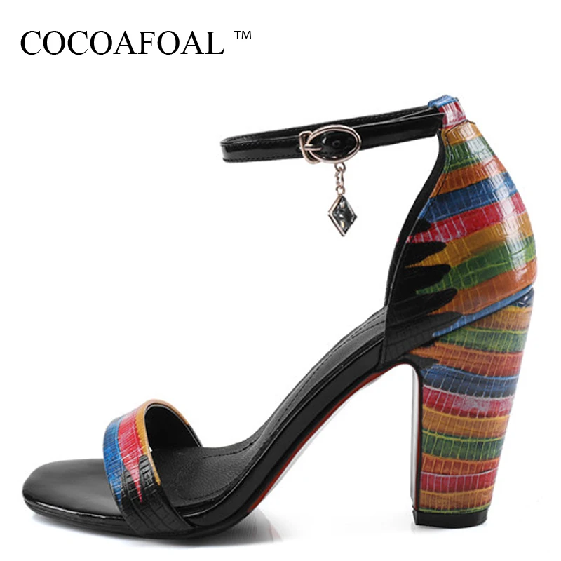 

COCOAFOAL High Heels Sandals Women Peep Toe Sandalia Feminina Shoes Plus Size 33 - 40 Sexy Chunky Heels White Summer Sandals