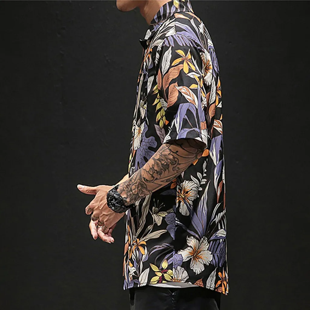 Camisa masculina мужская рубашка Летняя гавайская повседневная с коротким рукавом