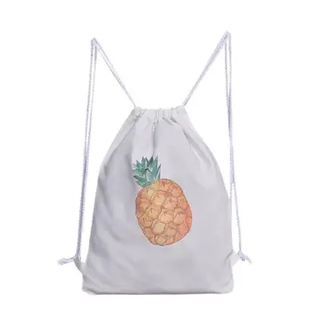 

Fashion Drawstring bags for Women Pineapple Print Drawstring Large Tote Canvas Bags hot sale