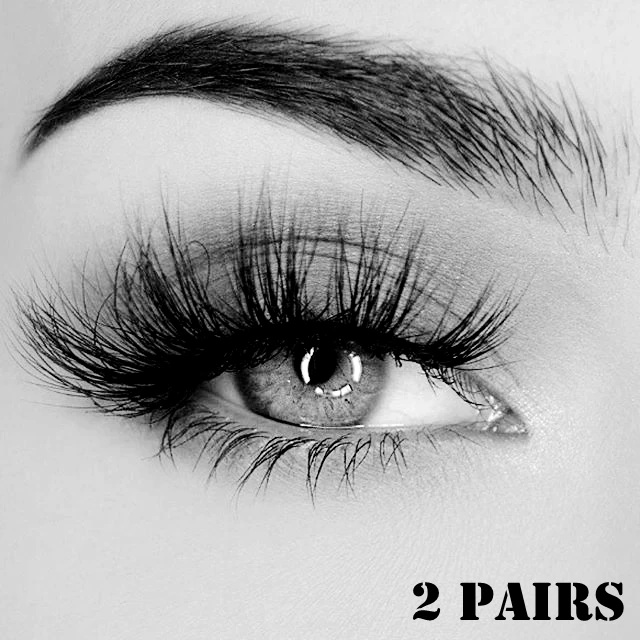 

Natural Long False Eyelashes Long Makeup 3d Mink Eyelash Extension Mink Eyelashes 2Pairs Mink Fake Lashes for Beauty Women Eyes