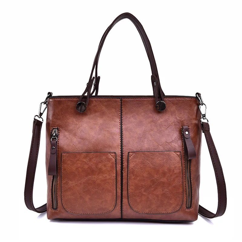 

New European and American foreign trade oil wax leather big packets shoulder Oblique cross portable retro bag