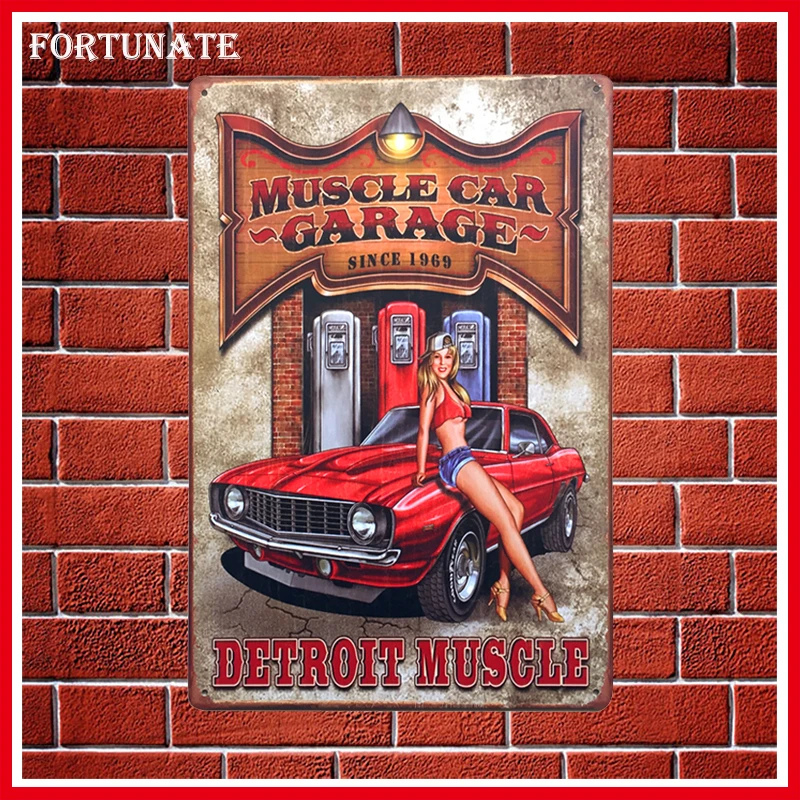 Hot Detroil Music Car Garage Vintage Metal Signs Home Decor Vintage Tin