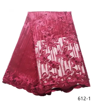

2019 Newest Lace Fabric Red African Tulle Lace Fabric High Quality Net French Lace Fabric For Nigerian Wedding Party 612