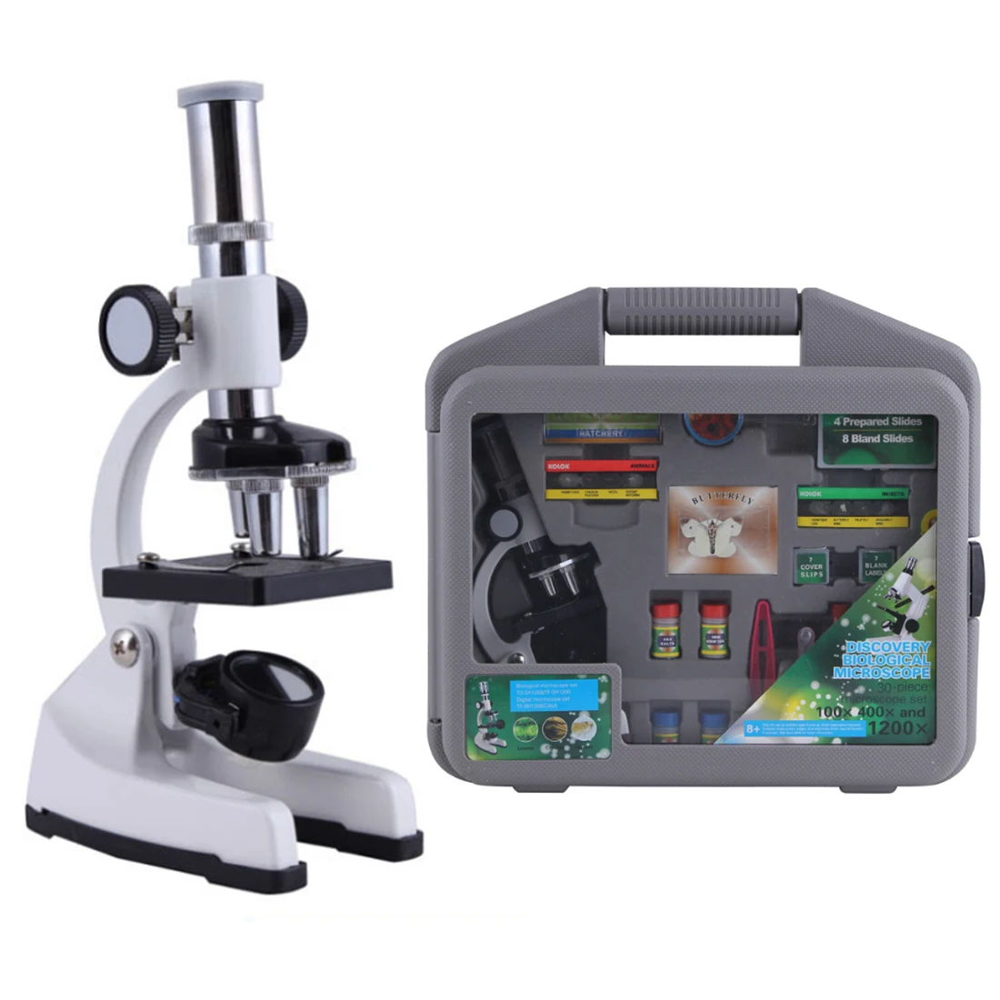 

Surwish Student Laboratory Handling 1200 Times Children Metal Microscope Tool Kit Set - English Version