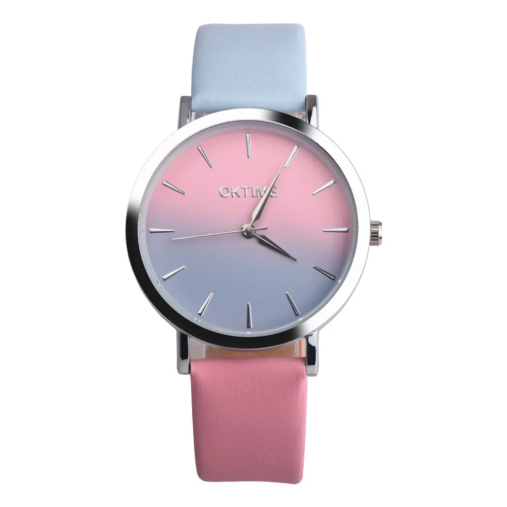 

Hot! 2017 Newly Designed Fashion quartz watch women gift Rainbow Design Leather Band Analog Alloy Quartz Wrist Watch clock Y797