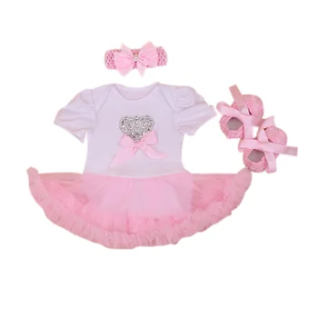 

3PCs per Set Baby Girls Rhinestone Crown 1st Birthday Tutu Dress Headband Shoes for 0-18Months