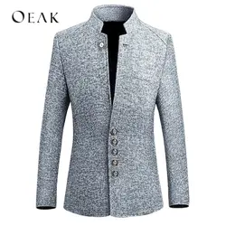 Oeak Стенд воротник для мужчин бизнес пиджак облегающее строгое платье пиджаки для женщин однобортный куртки chaqueta hombre Формальные