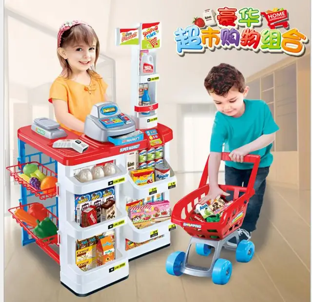 Gebruikelijk verhaal moreel Speelgoed Voor Kinderen Kinderen Speelgoed Kassa Winkel Trolley Winkelwagen  Supermarkt Checkstand Met Een Winkelwagentje Keuken Pretend Play Toy -  AliExpress Speelgoed & Hobbies