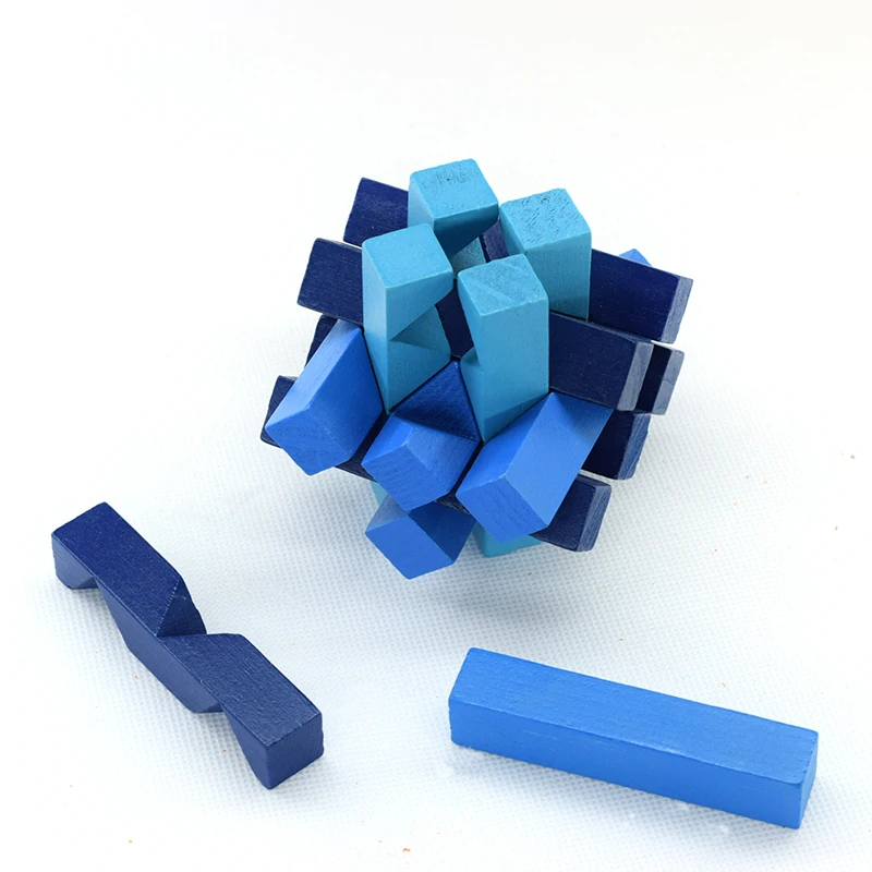 Детские игрушки для детей интеллект дети синий пятнадцать проходов Ming Lock Luban