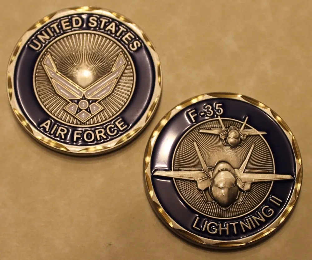 ВОЕННЫЕ МОНЕТЫ F-35 Lightning II Air Force Gold Finish наградная монета