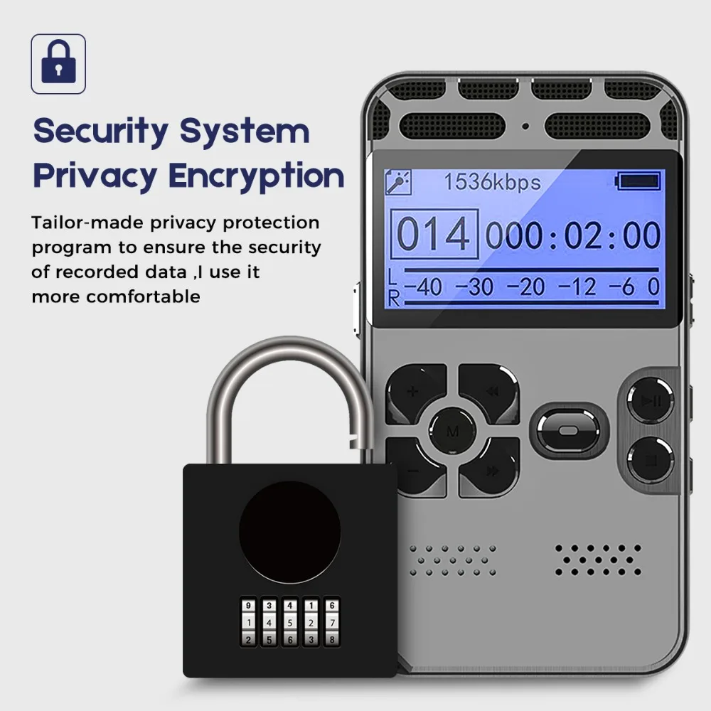Support 64G Expansion Professional Hidden Voice Recorder Dictaphone Registrar MP3 HIFI Stereo 1536KPS WAV Recording Device Gray