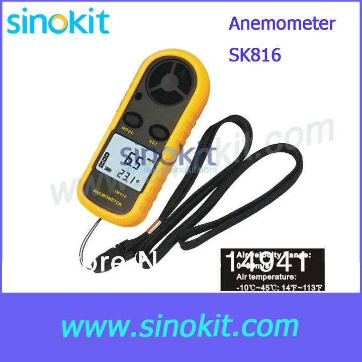 

Air velocity, Air temperature Pocket Anemometer Meter SK816
