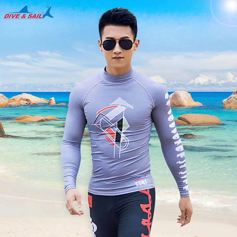 Men's UV Sun Protection UPF 50+ Skins Rash Guard Long Sleeves Swimming