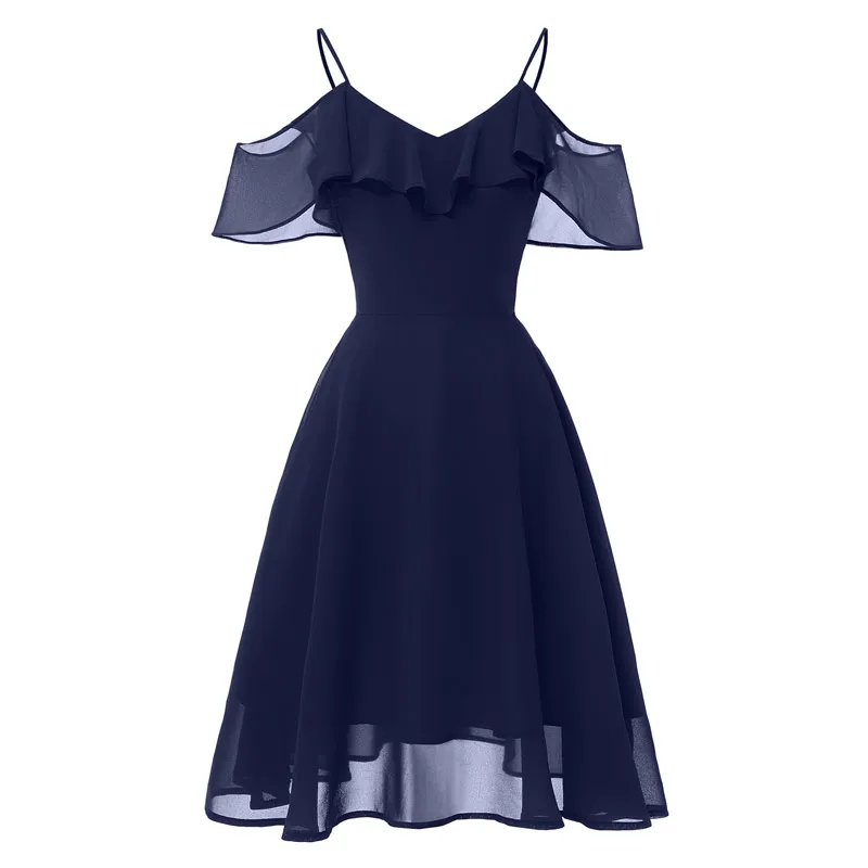 

woman Condole belt chiffon Dress Women Off Shoulder Sexy Party Dress Female One word led Neck Casual beautiful Dresses