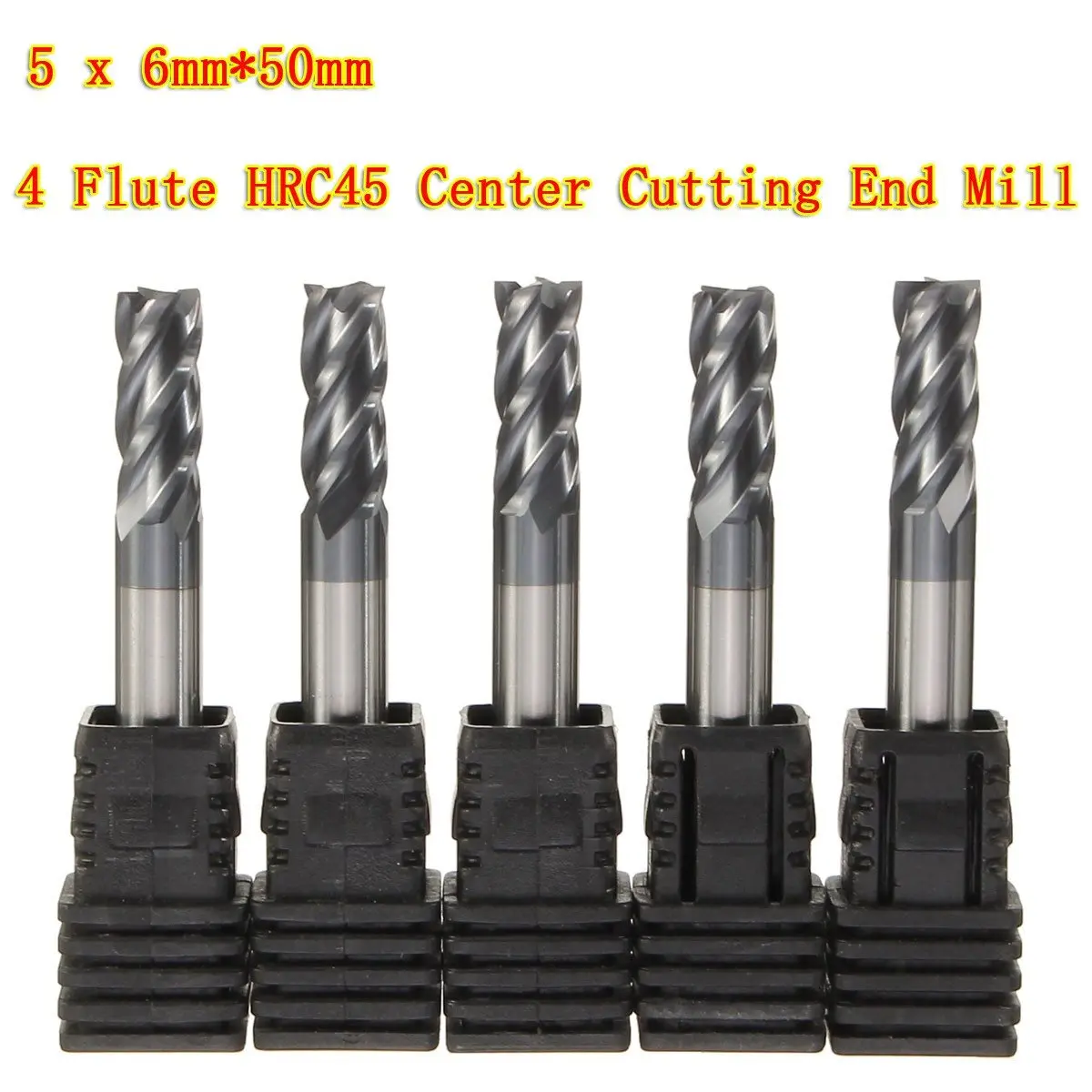 Buy 5Pcs 6mm x 50mm 4 Flute HRC45 Center Cutter