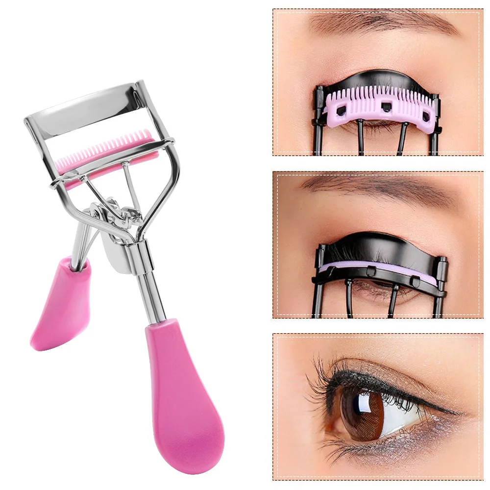 

Random Color!! 1PC New Colorful Cosmetic Eyelash Curler With Comb Tweezers Handle Curling Eyelash Clip Cosmetic Eye Beauty Tools