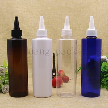 

30cs 250ml Pet Shampoo Cosmetic Oil Plastic Lotion Bottle Pointed Cap Refillable Perfume Container Squeeze Bottle Screw Cap