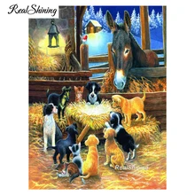 REALSHINING Ослик собаки Алмазная Картина Вышивка крестом полная квадратная Алмазная вышивка с Носорогом на заказ Алмазная вышивка FS605