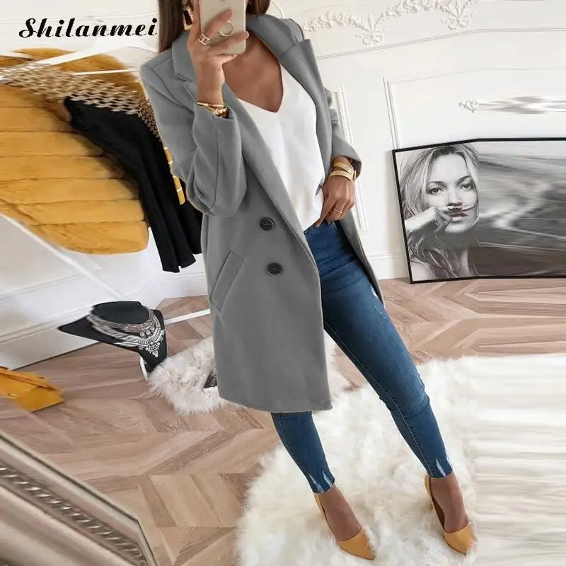 Elegant Women Winter Autumn Trench Coat Roll up Sleeves