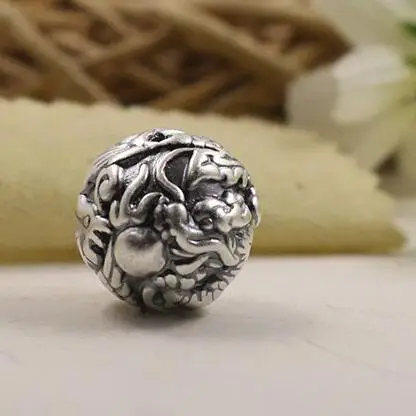 3D 100% 999 серебряные бусины из чистого серебра мощный дракон хороший Дракон Удачи DIY