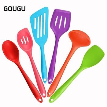 

6pcs Silicone Kitchenware Set Baking Nonstick Cookware Spatulas Spoon Cooking Tools Set Kitchen Gadget Utensils FDA Approve