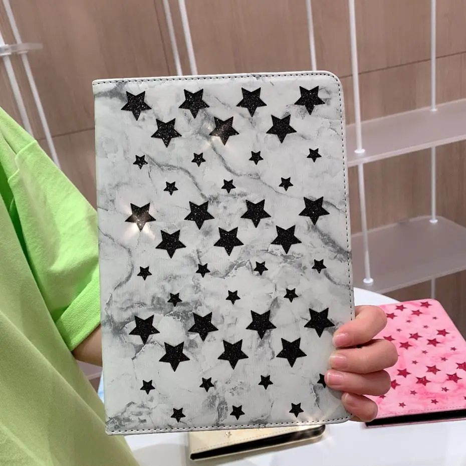 

For ipad mini 4 3 2 1 case Glitter shining stars Marbling Stand PU Leather Protective Case TPU back Cover for ipad mini 5 Coque