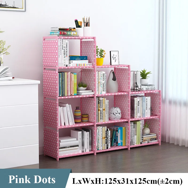 DIY модная книжная полка, легкая установка, книжная полка для хранения книг, детский комбинированный книжный шкаф, креативная домашняя мебель для украшения - Цвет: Розовый