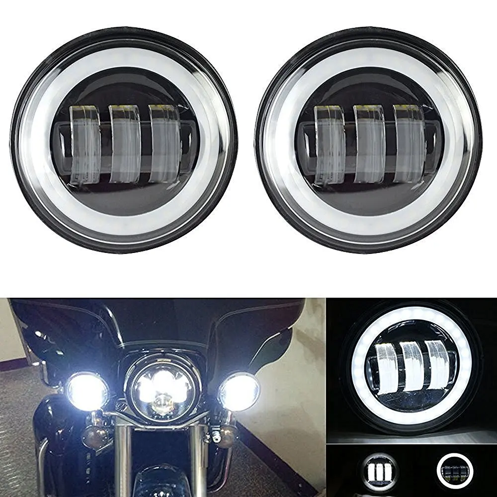 4.5 Inch 30W Black LED Auxiliary Passing Spot Lights for Harley-Davidson Motorcycles Fog Lighting  (13)
