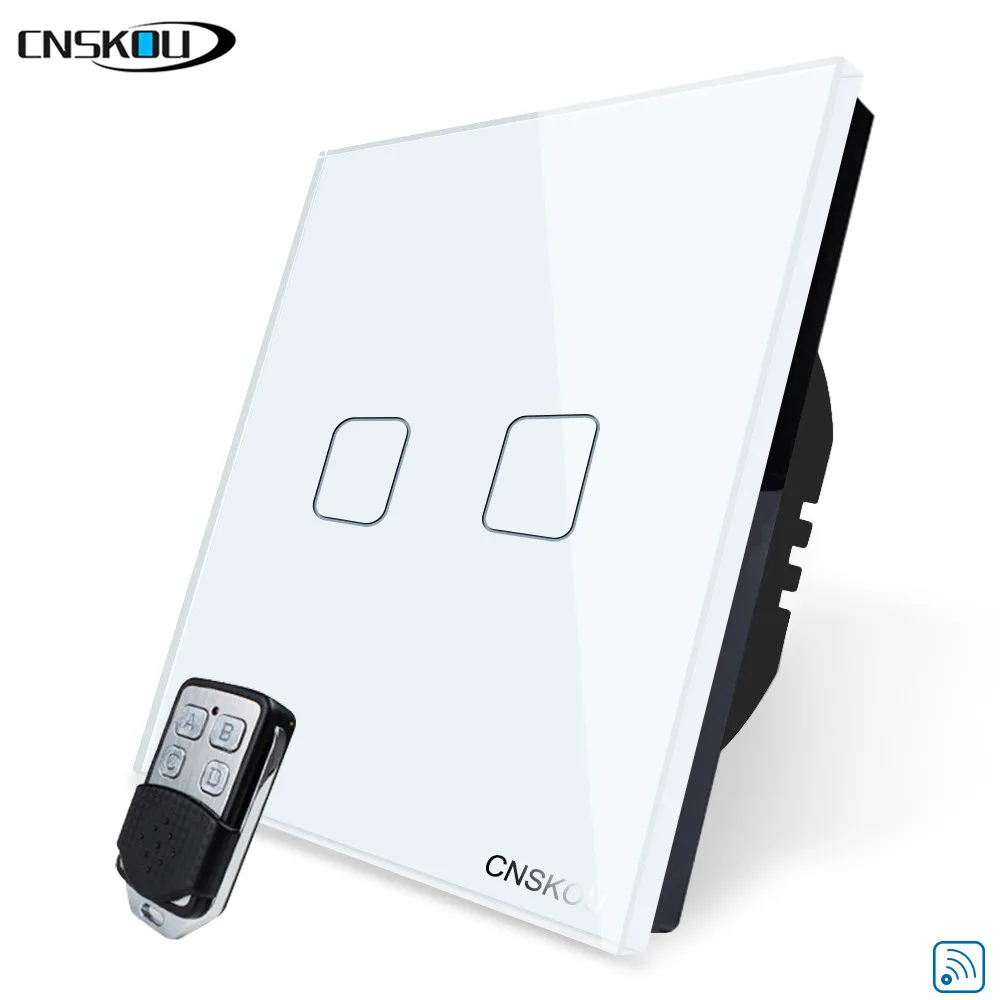 

Cnskou EU/UK Standard Light Switch Remote Control Touch Switch Smart Automation Waterproof Switch, 2Gang1Way, AC110-220V