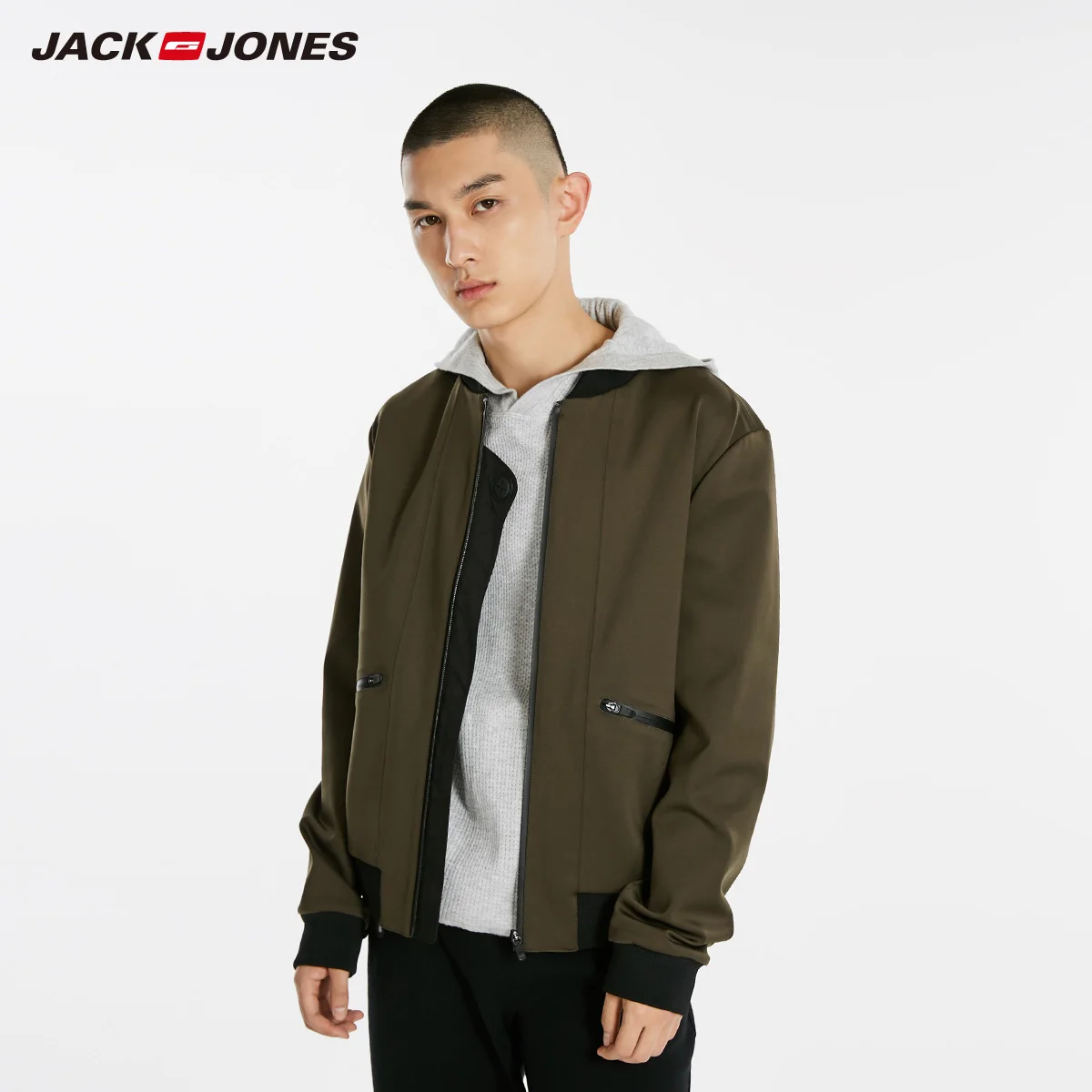 Мужская Новая бейсбольная куртка Jack Jones | 218421503 - Цвет: Utility Green