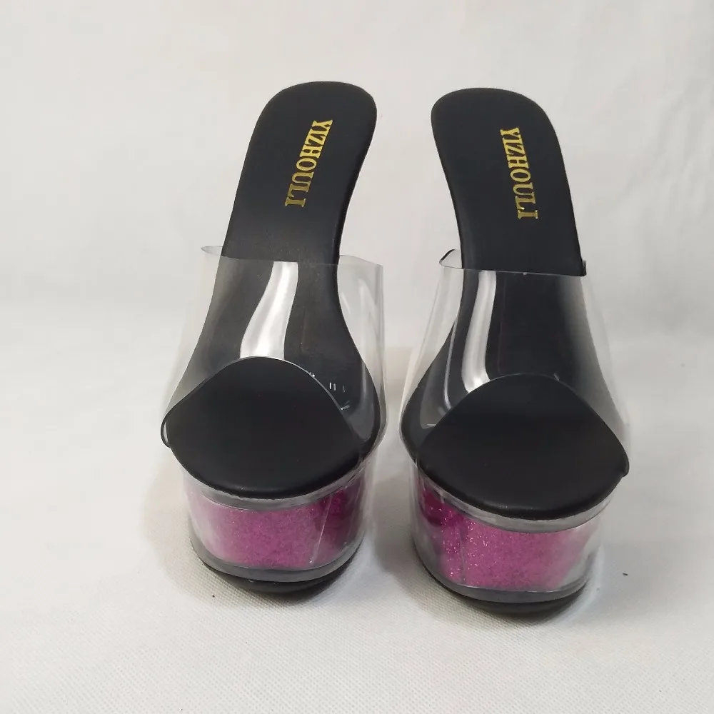 New style, beautiful transparent platform high heels, 15cm sexy model sandals, pole dancing shoes