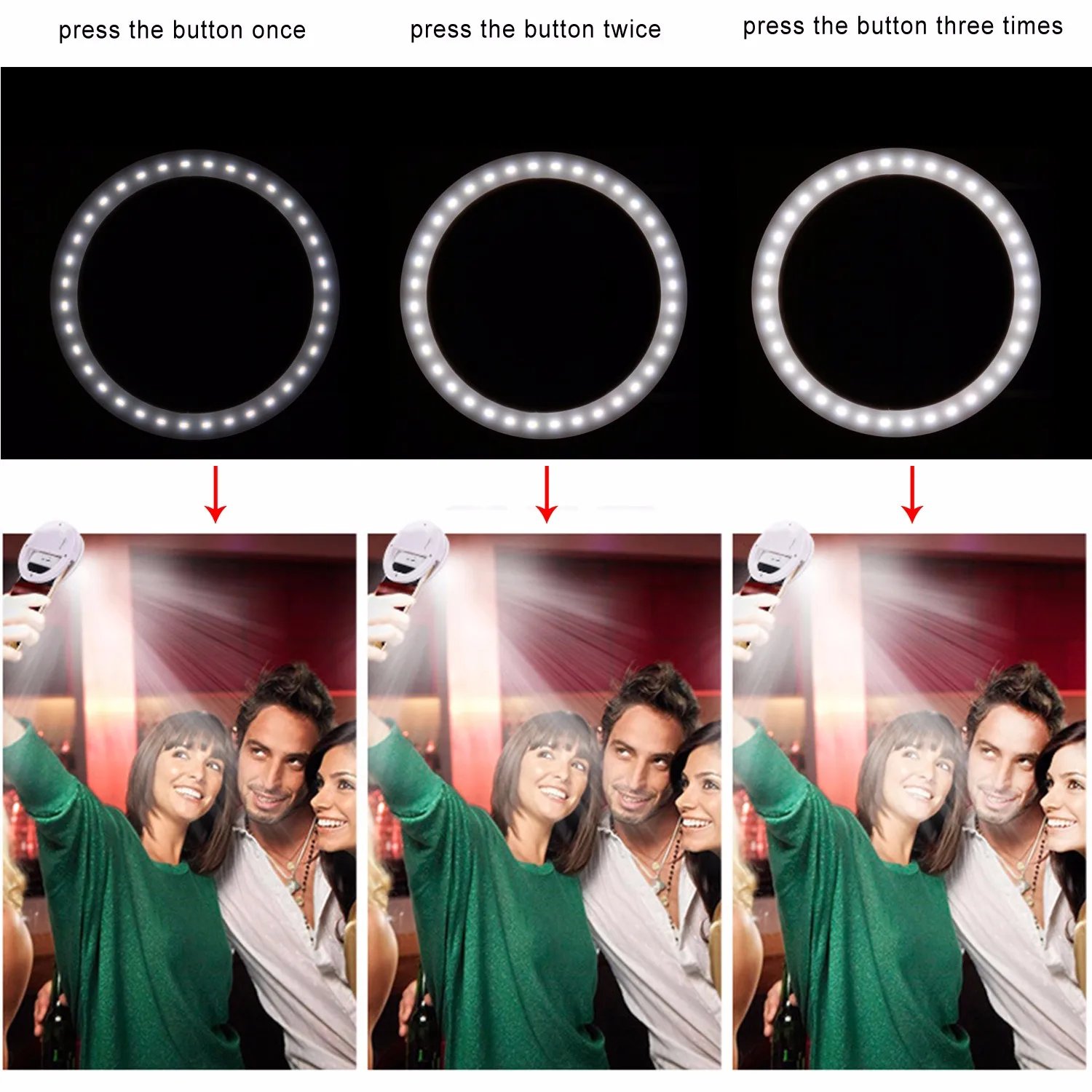 Smartphone LED Ring Selfie Light Supplementary Lighting Night Darkness Selfie Enhancing for iPhone samsuang and all Smartphones