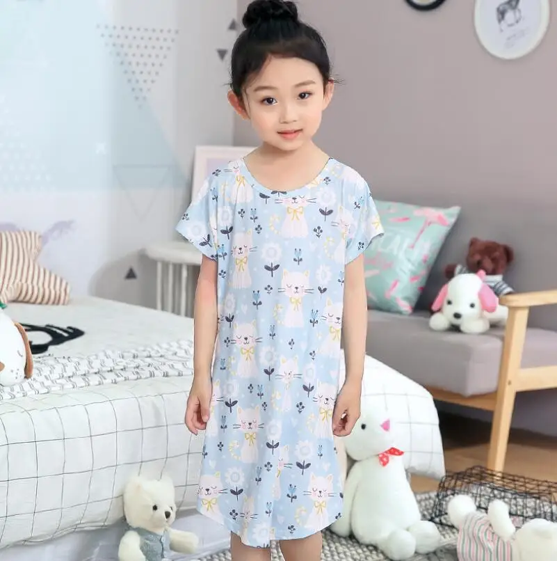 model 6 Детские пижамы; детское Длинное ночное платье; одежда для сна для девочек; домашняя одежда с короткими рукавами; ночная рубашка; милое хлопковое летнее платье для сна - Цвет: model 6