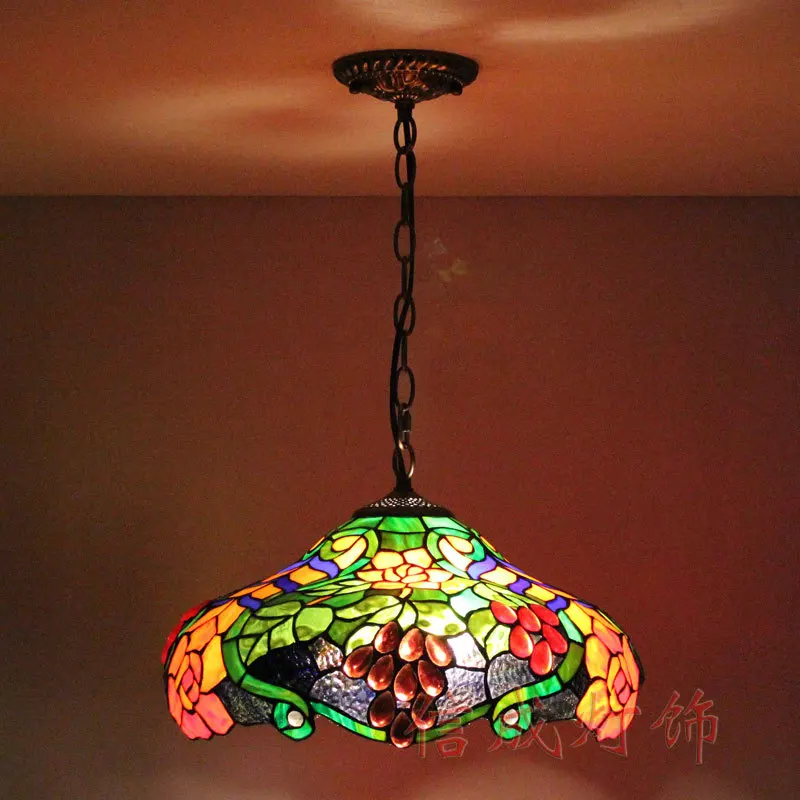 16 " vitral de Tiffany lámpara de hierro antiguo minimalista comedor