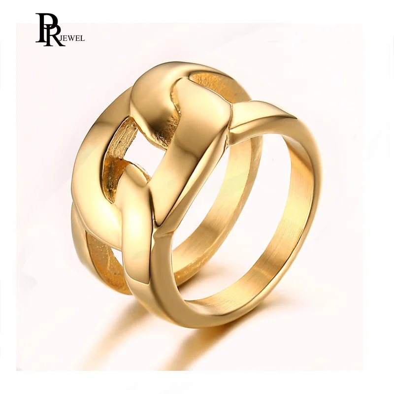 

Chain Interlocking Gold Cuban Link Round Cut Band Friendship Promise Ring