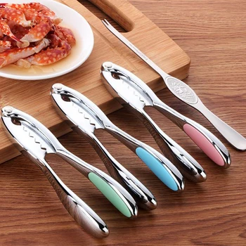 

multi-function 304 stainless steel alloy tool pliers walnut lobster spoon pliers bottle opener creative crab fork gadget
