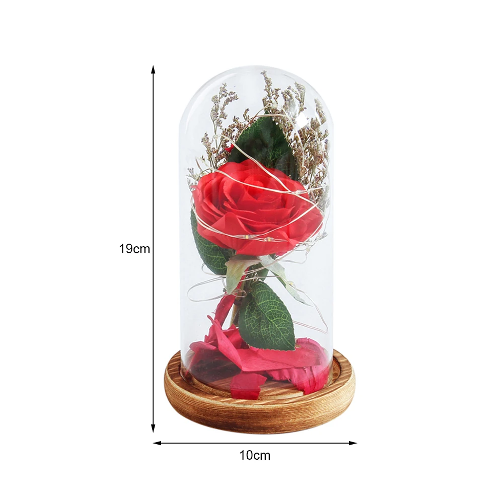  LED Beauty Rose and Beast Battery Powered Red Flower String Light Desk Lamp Romantic Valentine's Da